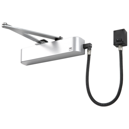 UNION CE4F-E Size 4 Electromagnetic Overhead Door Closer With Swing Free Or Hold Open Facility Satin Stainless Steel