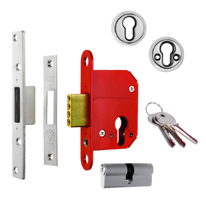 ERA 263 & 363 Fortress BS Euro Deadlock With Cylinder 64mm Keyed To Differ - Polished Chrome
