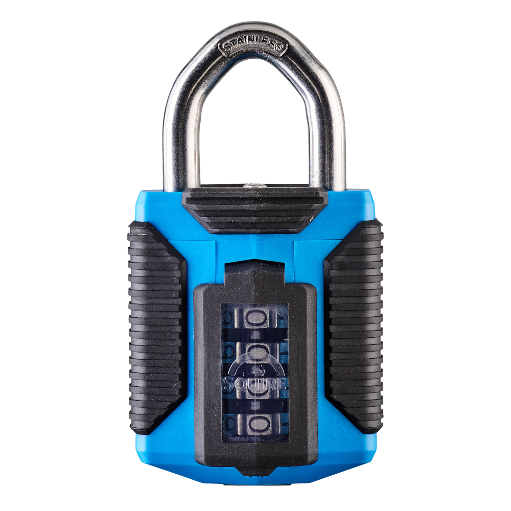 SQUIRE CP50/ATLS - All Terrain Stainless Steel Shackle Combination Padlock Open Shackle CP50/ATLS - Light Blue
