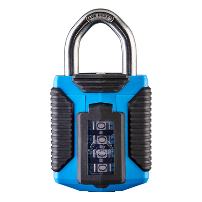 SQUIRE CP50/ATLS - All Terrain Stainless Steel Shackle Combination Padlock Open Shackle CP50/ATLS - Light Blue