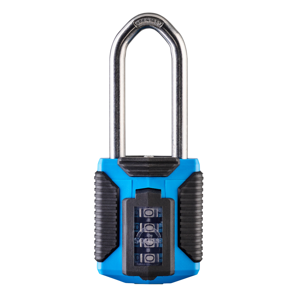 SQUIRE CP50/ATLS - All Terrain Stainless Steel Shackle Combination Padlock Long Shackle CP50/ATLS/2.5 - Light Blue