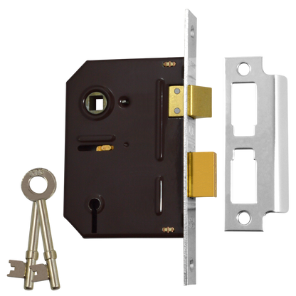 UNION 2243 3 Lever Sashlock 75mm Keyed To Differ - Satin Chrome