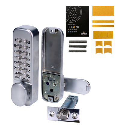 CODELOCKS CL155 Digital Lock With Optional Holdback CL155 SG FKP With Fire Kit - Satin Chrome