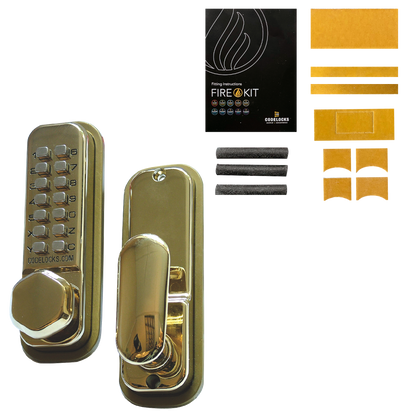 CODELOCKS CL255 Digital Lock With Optional Holdback CL255 With Fire Kit - Polished Brass
