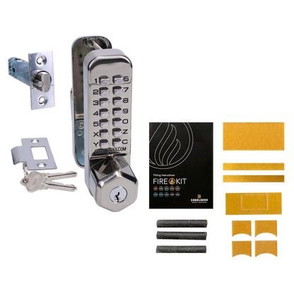 CODELOCKS CL255KO Series Digital Lock With Key Override CL255KO With Fire Kit - Stainless Steel
