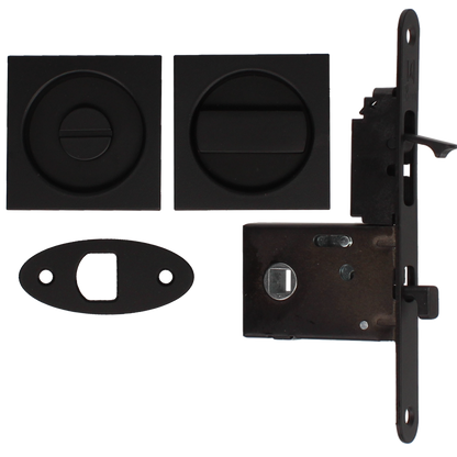 BONAITI SERRATURE Easy Kit Square With G500T To Suit WC Sliding Door Black - Matt Black