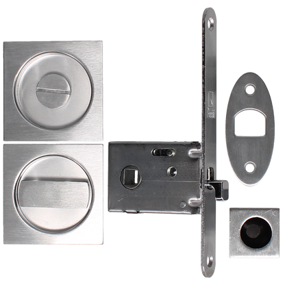 BONAITI SERRATURE Easy Kit Square With G500 To Suit WC Sliding Door Satin Chrome
