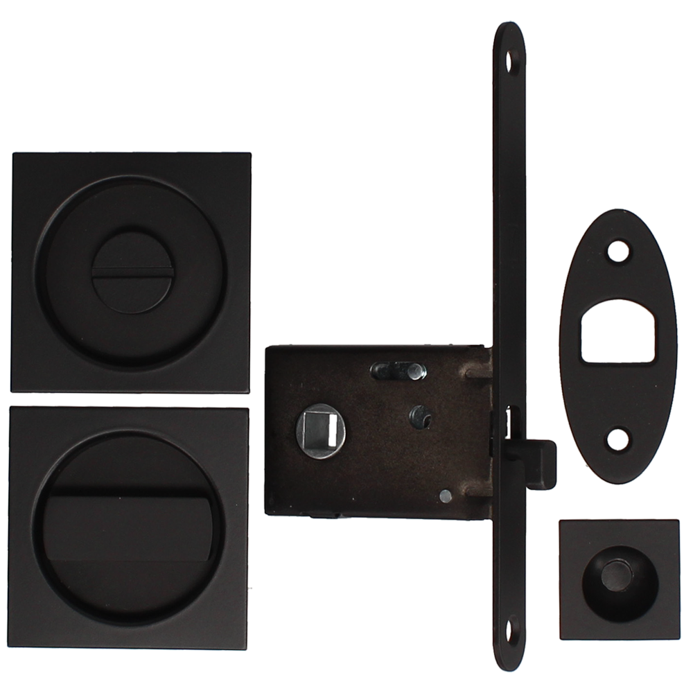 BONAITI SERRATURE Easy Kit Square With G500 To Suit WC Sliding Door Black - Matt Black