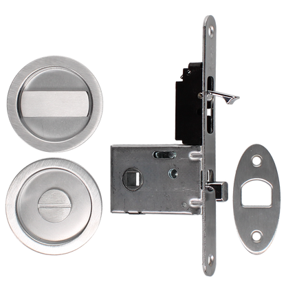 BONAITI SERRATURE Easy Kit Round With G500T To Suit WC Sliding Door Satin Chrome
