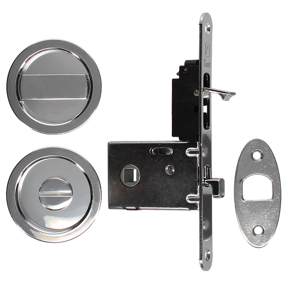 BONAITI SERRATURE Easy Kit Round With G500T To Suit WC Sliding Door Polished Chrome