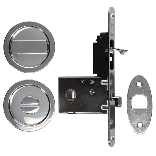 BONAITI SERRATURE Easy Kit Round With G500T To Suit WC Sliding Door Polished Chrome