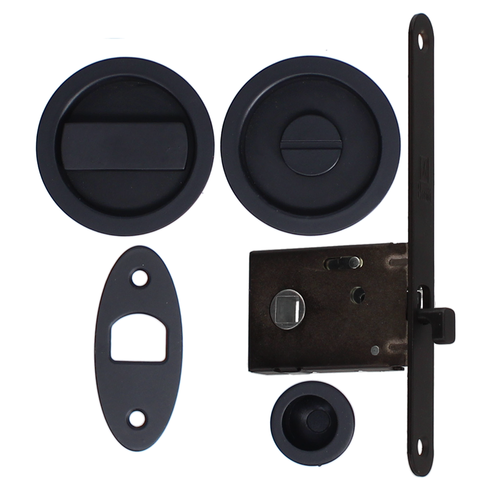 BONAITI SERRATURE Easy Kit Round With G500 To Suit WC Sliding Door Black - Matt Black