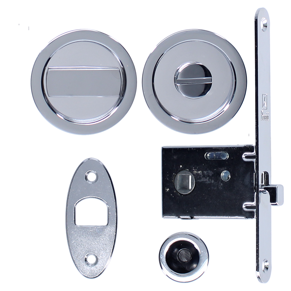 BONAITI SERRATURE Easy Kit Round With G500 To Suit WC Sliding Door Polished Chrome