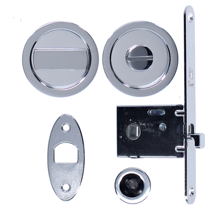 BONAITI SERRATURE Easy Kit Round With G500 To Suit WC Sliding Door Polished Chrome