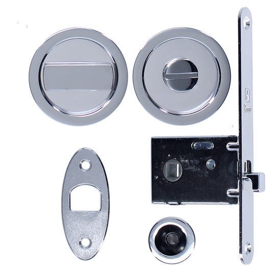 BONAITI SERRATURE Easy Kit Round With G500 To Suit WC Sliding Door Polished Chrome