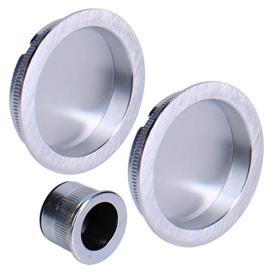 BONAITI SERRATURE Classic Sliding Door Handle Round B7D Blind Finger Pull Set Satin Chrome