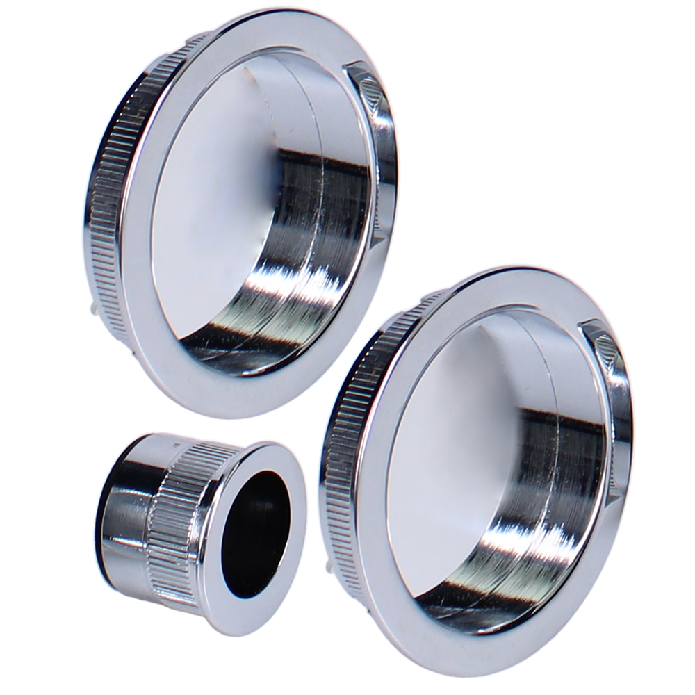 BONAITI SERRATURE Classic Sliding Door Handle Round B7D Blind Finger Pull Set Polished Chrome