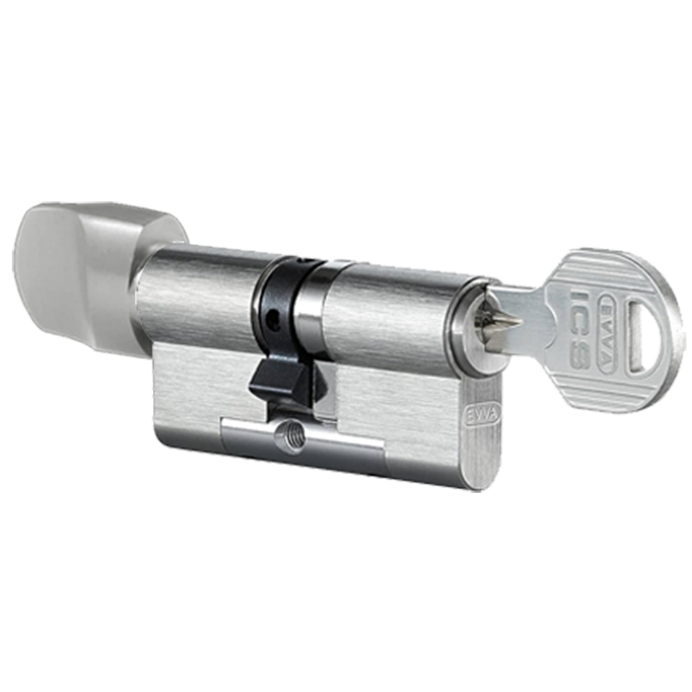 EVVA ICS KDZ Euro Key & Turn Cylinder Keyed To Differ 3 Keys TS007 3* 72mm 36-T36 31-10-T31 003EI - Nickel Plated