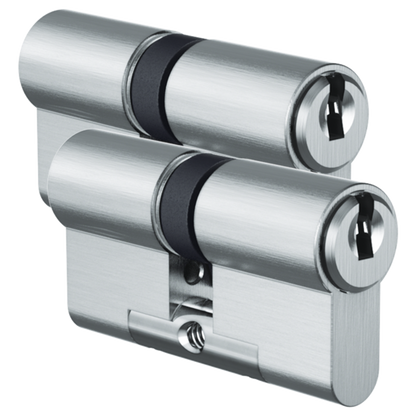 EVVA ICS Keyed Alike Pair DZ Double Euro Cylinder 6 Keys TS007 3* 102mm 51-51 46-10-46 003EI - Nickel Plated