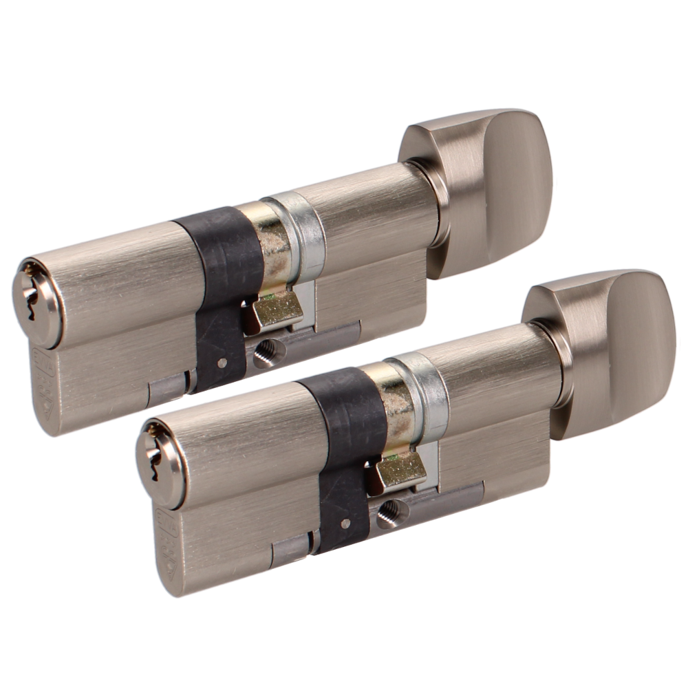 EVVA EPSnp Keyed Alike Pair KDZ Key & Turn Euro Cylinder 6 Keys TS007 3* 77mm 41-T36 36-10-T31 44BE1 - Nickel Plated