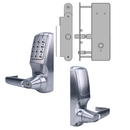 CODELOCKS CL5030 Battery Operated Digital Lock Brushed Steel With XTD Gate Lock CL5030 BS XTD With Passage Set - Brushed Steel PVD