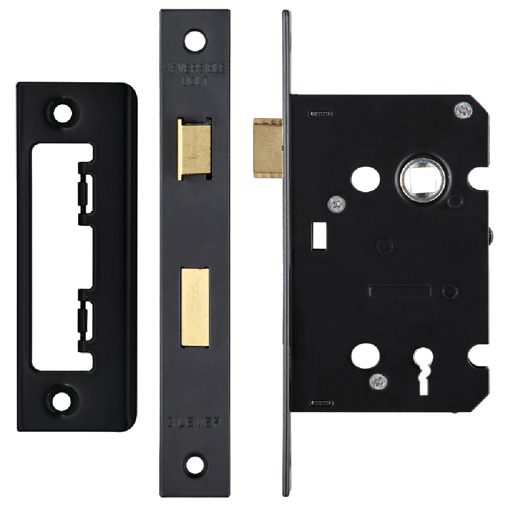 ERA Valiant 3 Lever Mortice Sashlock Square End 64mm Case Matt Keyed to Differ Display - Matt Black