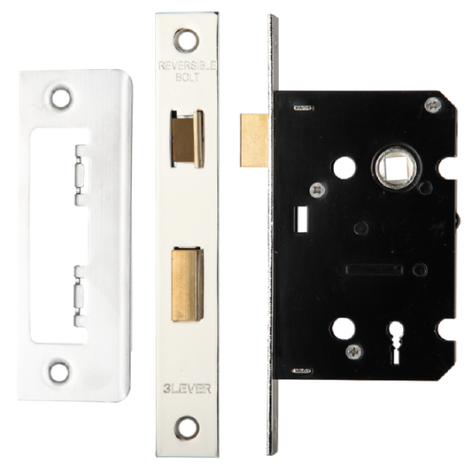 ERA Valiant 3 Lever Mortice Sashlock Square End 64mm Case Satin Keyed to Differ - Satin Stainless Steel