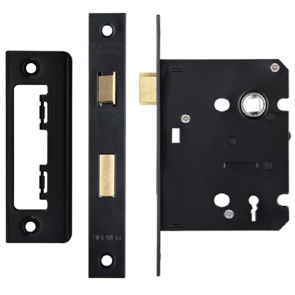 ERA Valiant 3 Lever Mortice Sashlock Square End 76mm Case Matt Keyed to Differ - Matt Black