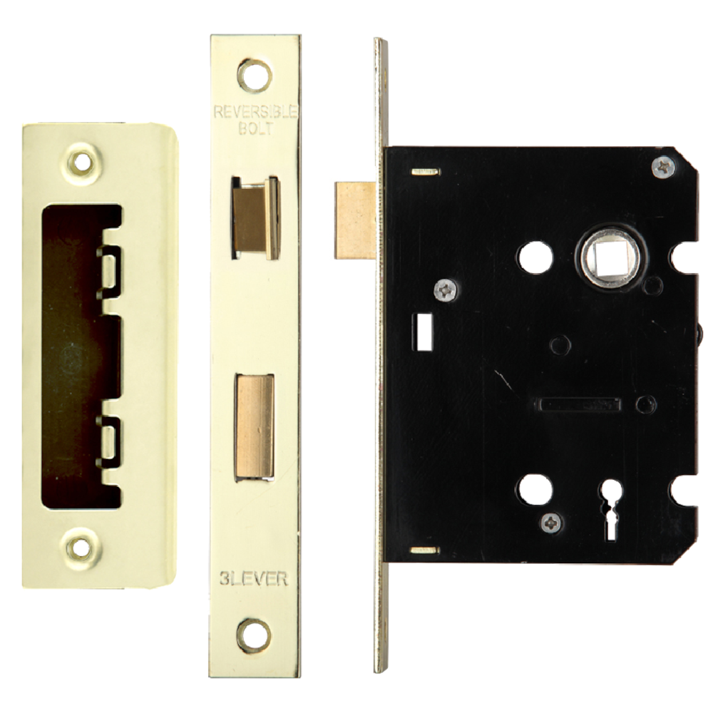 ERA Valiant 3 Lever Mortice Sashlock Square End 76mm Case Keyed to Differ Display - Polished Brass