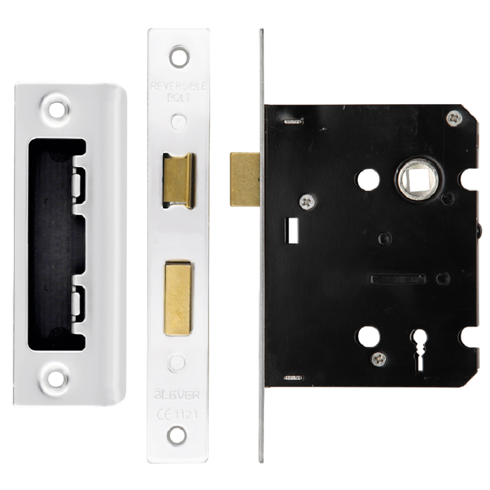 ERA Valiant 3 Lever Mortice Sashlock Square End 76mm Case Polished Keyed to Differ Display - Polished Stainless Steel
