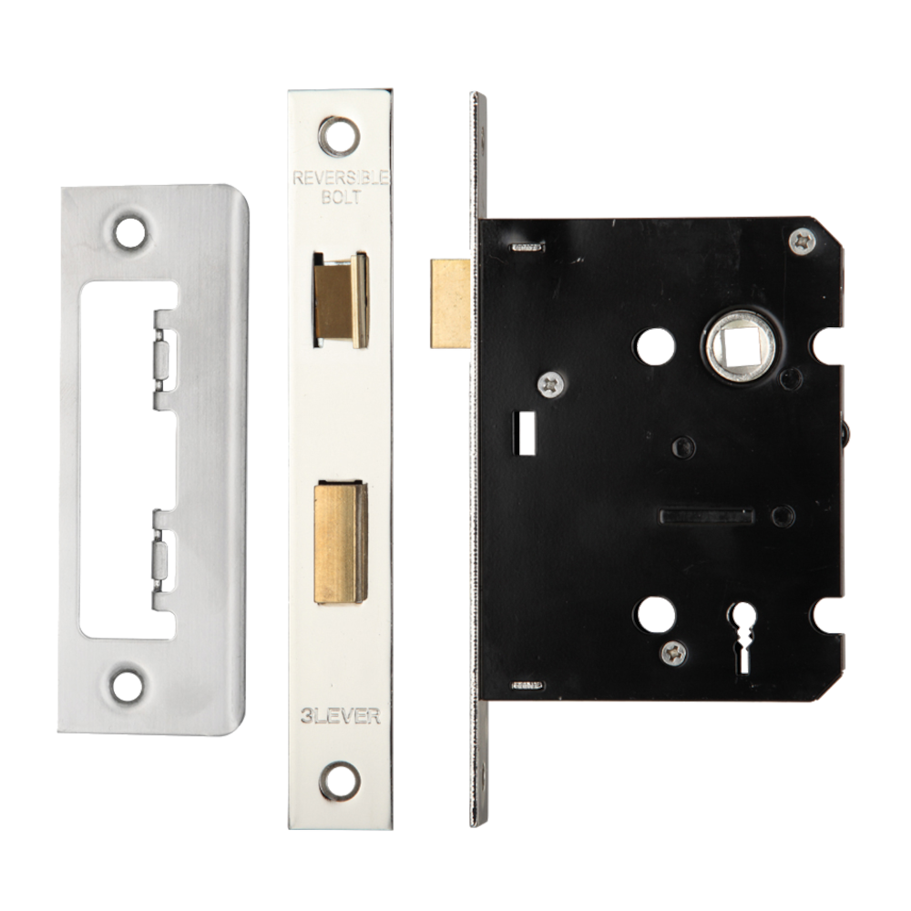 ERA Valiant 3 Lever Mortice Sashlock Square End 76mm Case Satin Keyed to Differ - Satin Stainless Steel