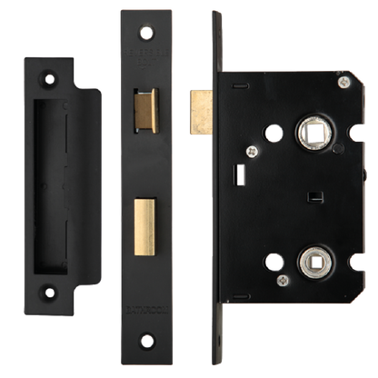 ERA Valiant Bathroom Lock Square End 64mm Case Matt - Matt Black