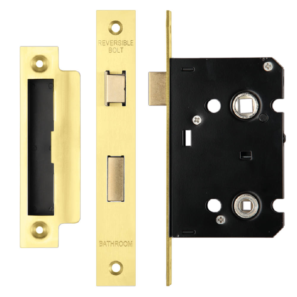 ERA Valiant Bathroom Lock Square End 64mm Case Display - Polished Brass