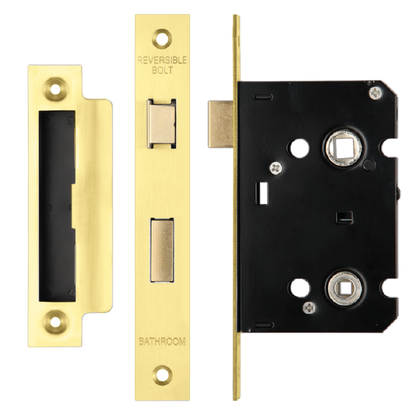 ERA Valiant Bathroom Lock Square End 64mm Case Display - Polished Brass