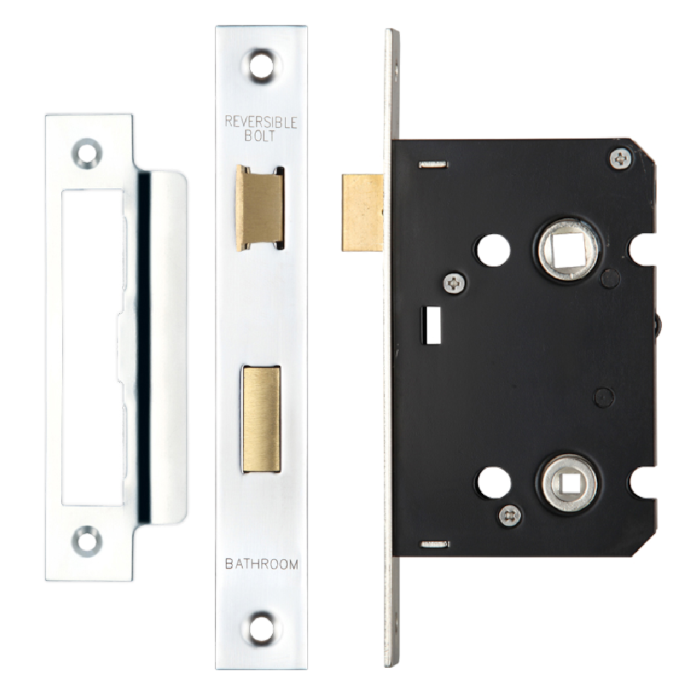 ERA Valiant Bathroom Lock Square End 64mm Case Polished - Polished Stainless Steel