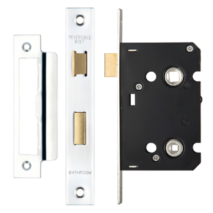ERA Valiant Bathroom Lock Square End 64mm Case Polished - Polished Stainless Steel