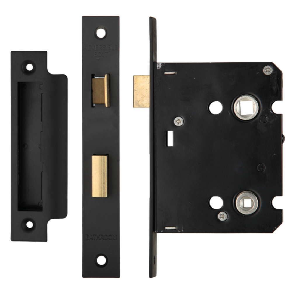 ERA Valiant Bathroom Lock Square End 76mm Case Matt - Matt Black