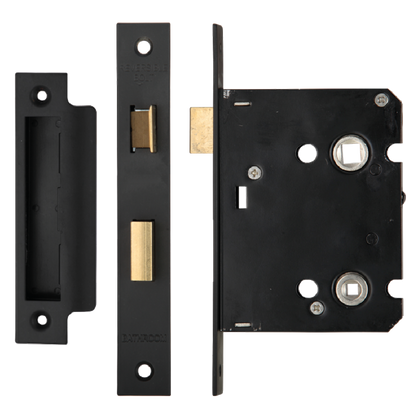 ERA Valiant Bathroom Lock Square End 76mm Case Matt Display - Matt Black