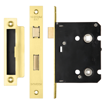 ERA Valiant Bathroom Lock Square End 76mm Case - Polished Brass