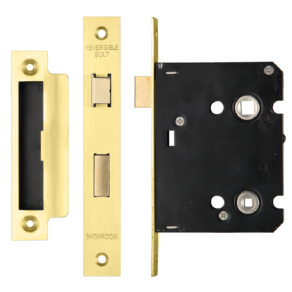 ERA Valiant Bathroom Lock Square End 76mm Case Display - Polished Brass