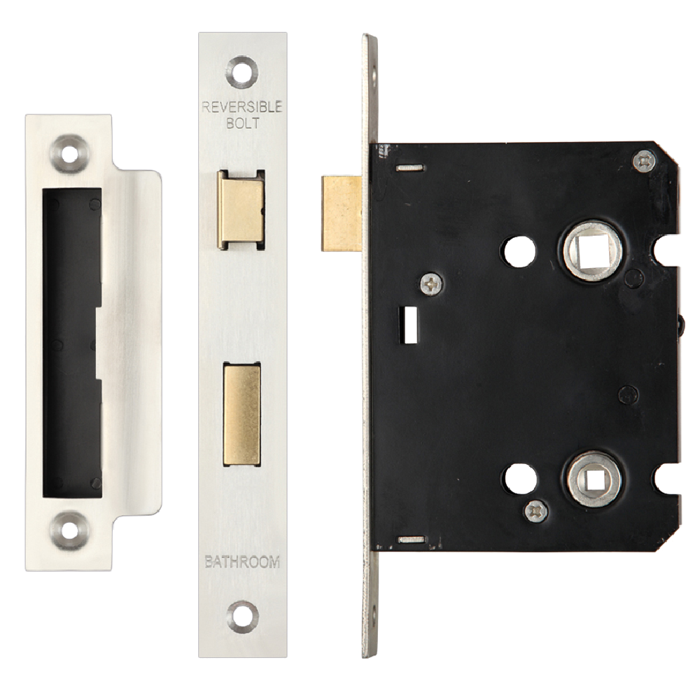 ERA Valiant Bathroom Lock Square End 76mm Case Satin Display - Satin Stainless Steel