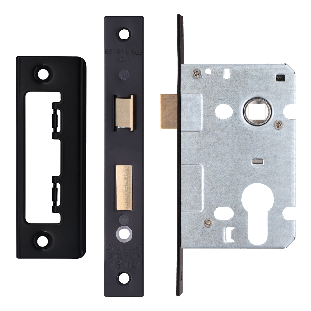 ERA Valiant Euro Mortice Sashlock Square End 64mm Case Black Matt - Matt Black