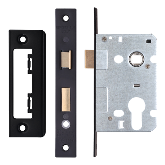 ERA Valiant Euro Mortice Sashlock Square End 64mm Case Black Matt - Matt Black