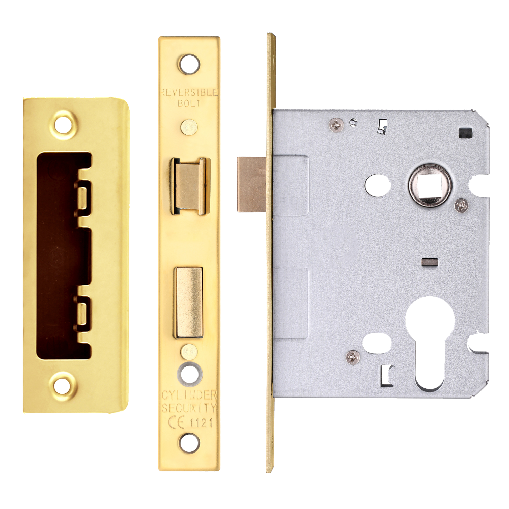 ERA Valiant Euro Mortice Sashlock Square End 76mm Case - Polished Brass