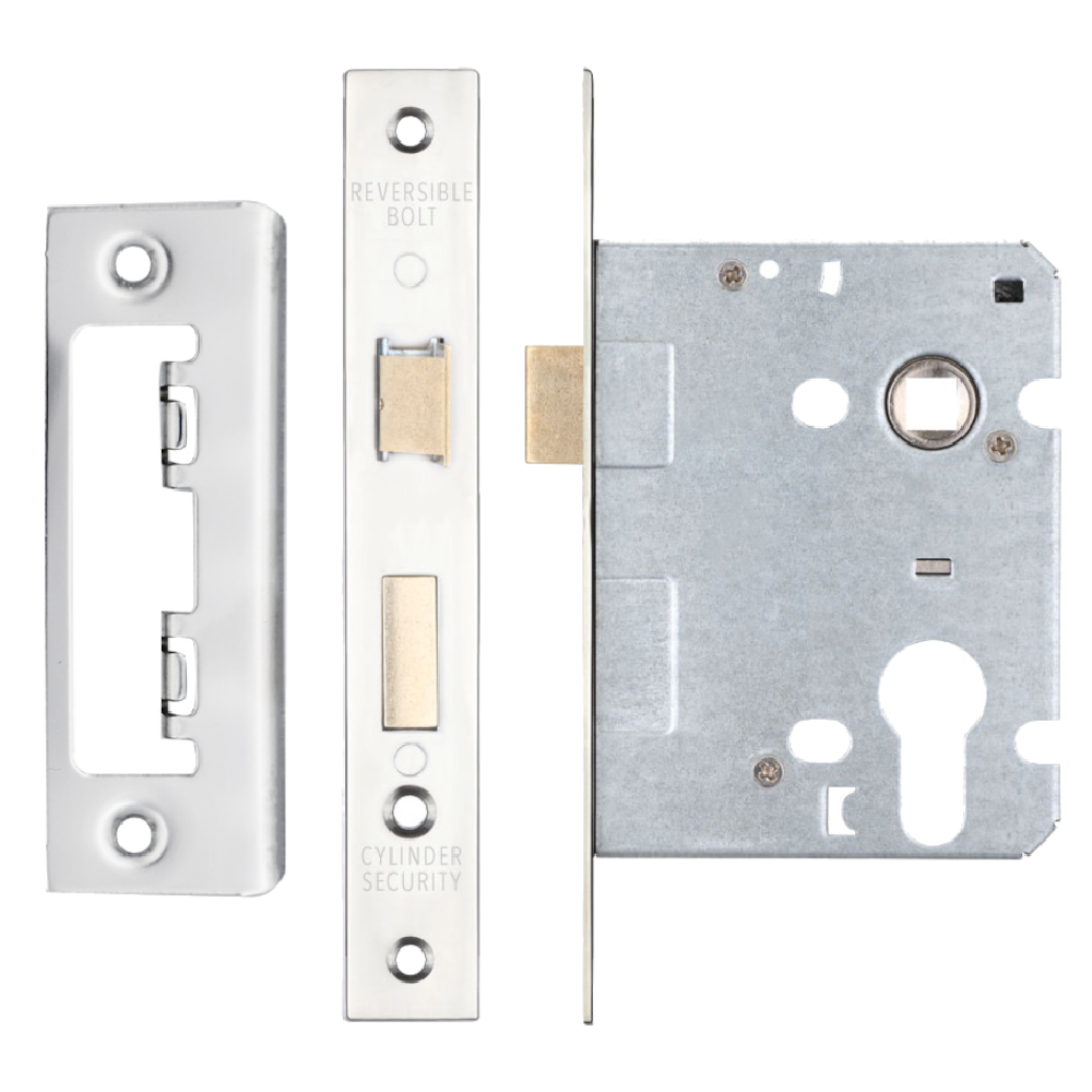 ERA Valiant Euro Mortice Sashlock Square End 76mm Case Polished - Polished Stainless Steel