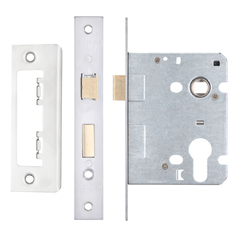 ERA Valiant Euro Mortice Sashlock Square End 76mm Case Satin Display - Satin Stainless Steel