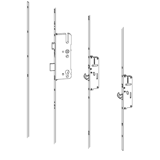 ROTO C600 45mm Backset Latch & Deadbolt Keywind With 2 Hooks 776654 45/92