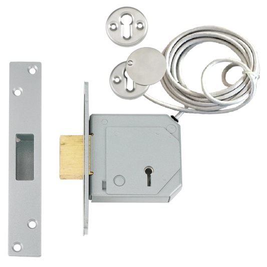 UNION C Series 3G114E BS 5 Lever Deadlock With Microswitch 67mm Single Pole - Satin Chrome