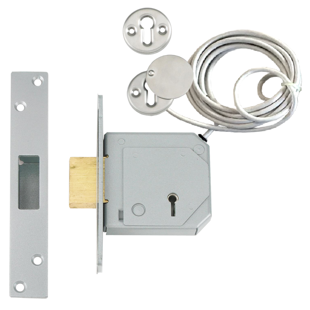 UNION C Series 3G114E BS 5 Lever Deadlock With Microswitch 67mm Double Pole - Satin Chrome