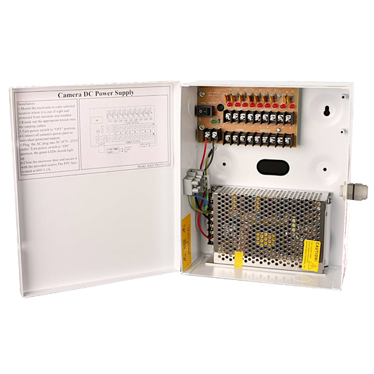HAYDON MARKETING CCTV Boxed Power Supply 16 Way Multi Output 12VDC Max Output 20 Amp HAY-PSU1612-20A - White